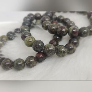 Dragon Bloodstone Beaded Bracelet | 10mm Natural Stone | Unisex